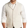 Joseph Abboud Modern Fit Canvas Vest, Beige