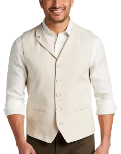 Joseph Abboud Modern Fit Canvas Vest, Beige