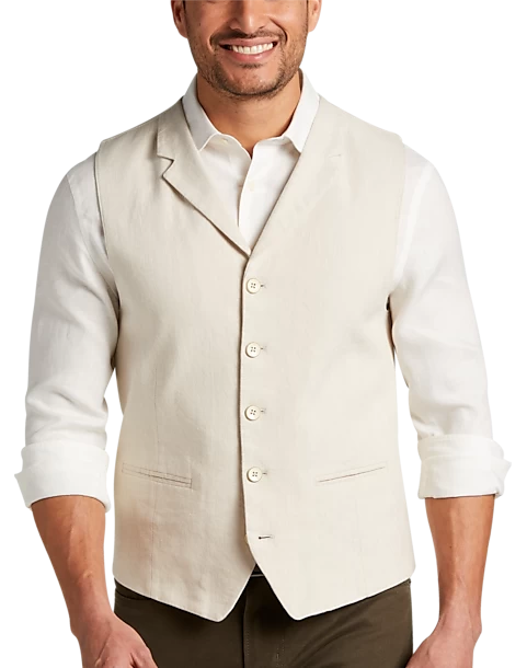 Joseph Abboud Modern Fit Canvas Vest, Beige