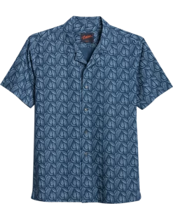 Egara Slim Fit Short Sleeve Sport Shirt, Navy Fern