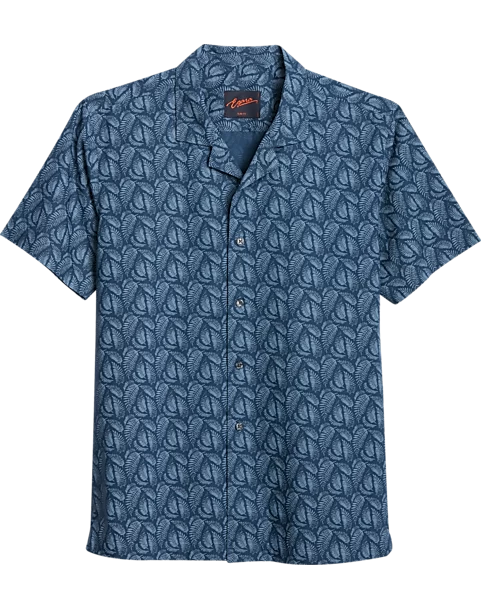 Egara Slim Fit Short Sleeve Sport Shirt, Navy Fern