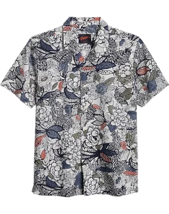Egara Slim Fit Short Sleeve Sport Shirt, Rust & Blue Floral