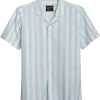 Egara Slim Fit Short Sleeve Sport Shirt, Aqua Stripe