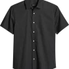 Awearness Kenneth Cole Slim Fit Short Sleeve Sport Shirt, Black Micro Dot
