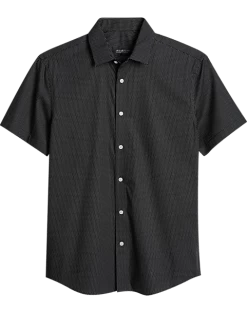 Awearness Kenneth Cole Slim Fit Short Sleeve Sport Shirt, Black Micro Dot