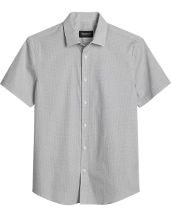 Awearness Kenneth Cole Slim Fit Short Sleeve Sport Shirt, White Micro Dot