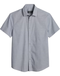 Awearness Kenneth Cole Slim Fit Short Sleeve Slub Sport Shirt, Light Gray
