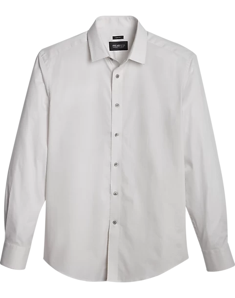 Awearness Kenneth Cole Slim Fit Sport Shirt, Silver Gridlock