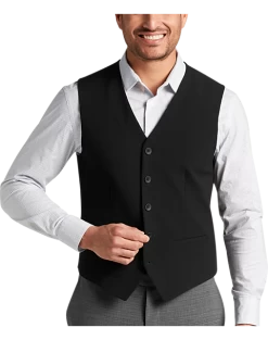 Awearness Kenneth Cole Slim Fit Vest, Black Seersucker