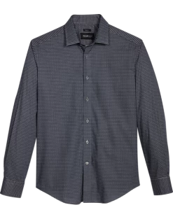 Awearness Kenneth Cole Slim Fit Spread Collar Sport Shirt, Navy Check