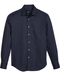 Awearness Kenneth Cole Slim Fit Spread Collar Sport Shirt, Navy Stars