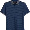 Michael Strahan Modern Fit Short Sleeve Polo, Navy Stripe