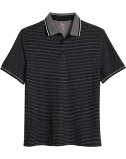 Michael Strahan Modern Fit Short Sleeve Polo, Black Stripe