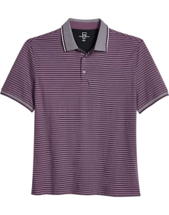 Michael Strahan Modern Fit Short Sleeve Polo, Purple Stripe