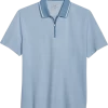 Michael Strahan Modern Fit Zip Polo, Light Blue