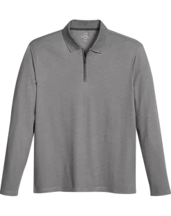Michael Strahan Modern Fit Long Sleeve Polo, Gray