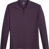 Michael Strahan Modern Fit Long Sleeve Polo Purple & Gray