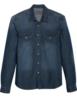 Paisley & Gray Slim Fit Spread Collar Denim Sport Shirt, Blue