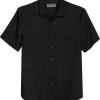 Paisley & Gray Slim Fit Spread Collar Short Sleeve Sport Shirt, Black