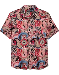 Paisley & Gray Slim Fit Short Sleeve Sport Shirt, Pink Paisley