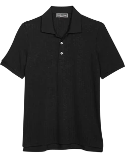 Paisley & Gray Slim Fit Polo, Black Zigzag