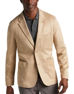 Joseph Abboud Modern Fit Notch Lapel Ultra Suede Soft Jacket, Sand