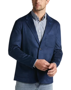 Joseph Abboud Modern Fit Notch Lapel Ultra Suede Soft Jacket, Dark Blue