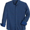 Michael Strahan Modern Fit Button-Down Collar 4-Way Stretch Sport Shirt, Navy Windowpane