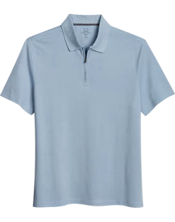 Michael Strahan Modern Fit Zip Polo, Medium Blue