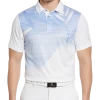 PGA Tour Classic Fit Printed Polo, White Asymmetric Tropical