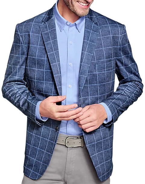 Johnston & Murphy Modern Fit XC Flex Knit Blazer, Blue Windowpane