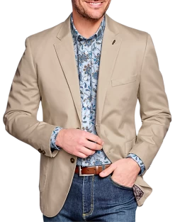 Johnston & Murphy Modern Fit Washed Cotton Blazer, Tan