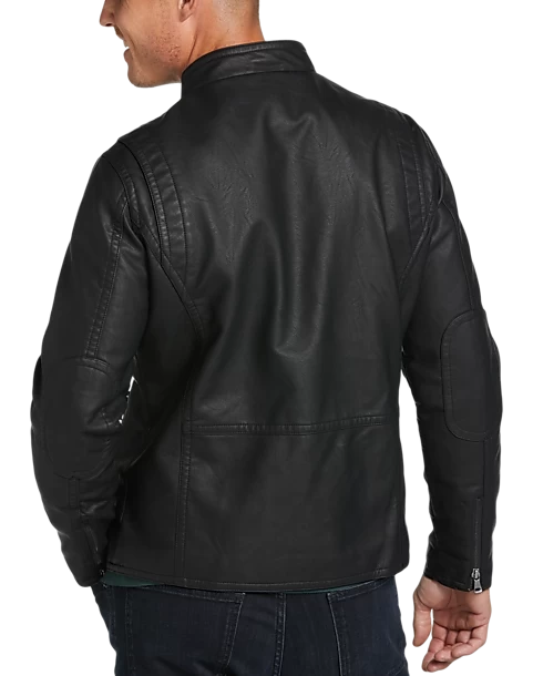 Awearness Kenneth Cole Modern Fit Moto Jacket, Cognac Faux Leather - Image 2