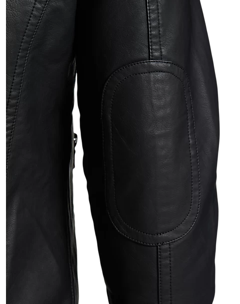 Awearness Kenneth Cole Modern Fit Moto Jacket, Cognac Faux Leather - Image 4