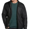 Awearness Kenneth Cole Modern Fit Moto Jacket, Black Faux Leather