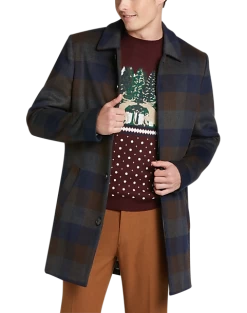 Paisley & Gray Slim Fit Topcoat, Wine Buffalo Plaid