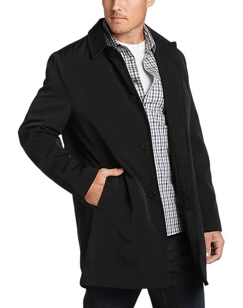 Joseph Abboud Modern Fit Bonded Raincoat, Black