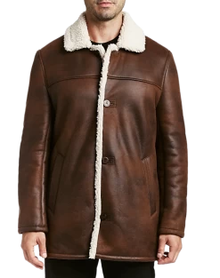 Rainforest Classic Fit Faux Nubuck Barn Coat, Cognac