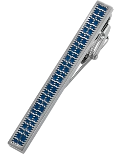 Pronto Uomo Tie Bar, Silver & Blue
