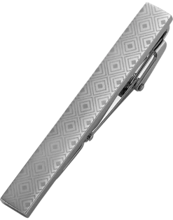 Pronto Uomo Tie Bar, Silver Geometric