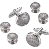 Pronto Uomo Cufflinks & Studs Set, Silver Grid