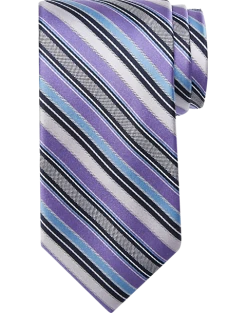 Pronto Uomo Narrow Tie, Purple & Blue Stripe