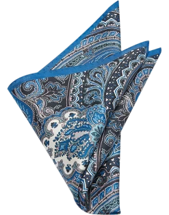 Joseph Abboud Pocket Square, Blue Paisley