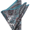 Joseph Abboud Pocket Square, Teal & Brown Paisley
