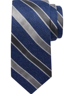 Joseph Abboud Narrow Tie, Navy & Gray Stripe