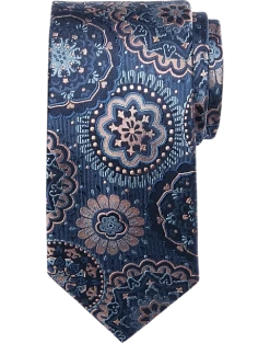 Joseph Abboud Narrow Tie, Navy Medallion