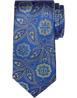 Joseph Abboud Narrow Silk Tie, Teal Paisley Medallion
