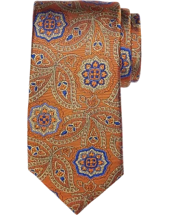 Joseph Abboud Narrow Silk Tie, Rust Paisley Medallion