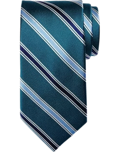 Pronto Uomo Narrow Tie, Teal Stripe