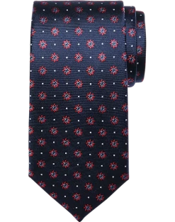 Pronto Uomo Narrow Tie, Navy Geometric Dot